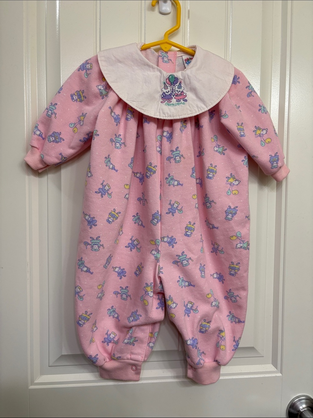 Vintage OshKosh B'gosh Pink Romper with White Peter Pan Collar birthday
